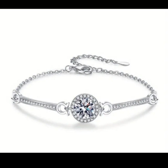 Moissanite Silver Tennis Bracelet Adjustable 2ct. Lab Created Diamond. - Picture 1 of 10
